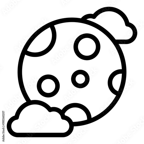 moon outline icon. lunar body. night light. cosmic object.