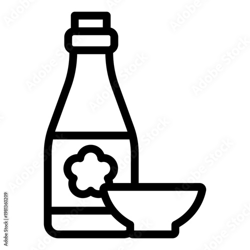 osmanthus wine outline icon. flower liquor. celebratory drink. dinner party.