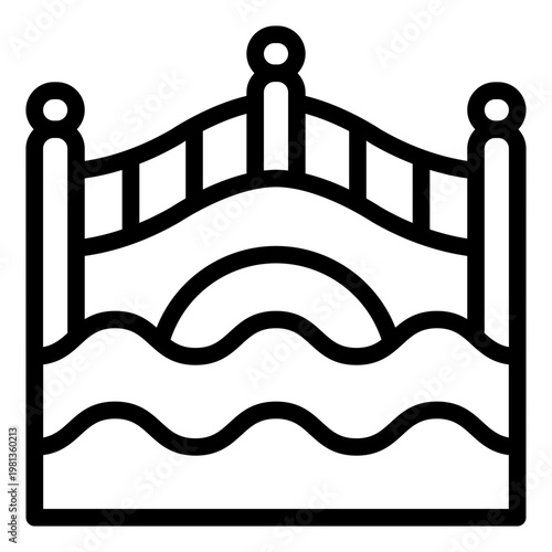 bridge outline icon. stone path. park architecture. river crossing.