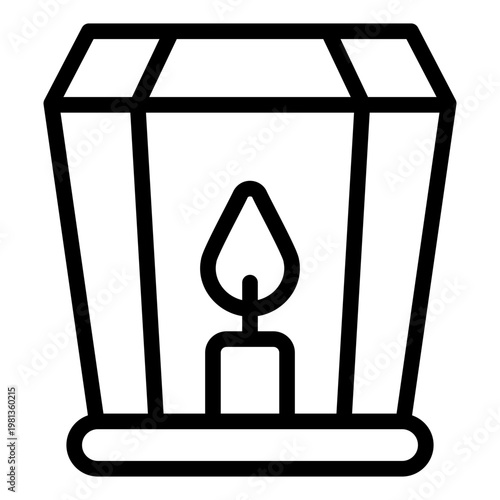 sky lantern outline icon. flying lamp. wish ritual. night sky.