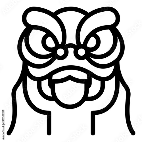 lion dance outline icon. puppet costume. festival performance. parade act.