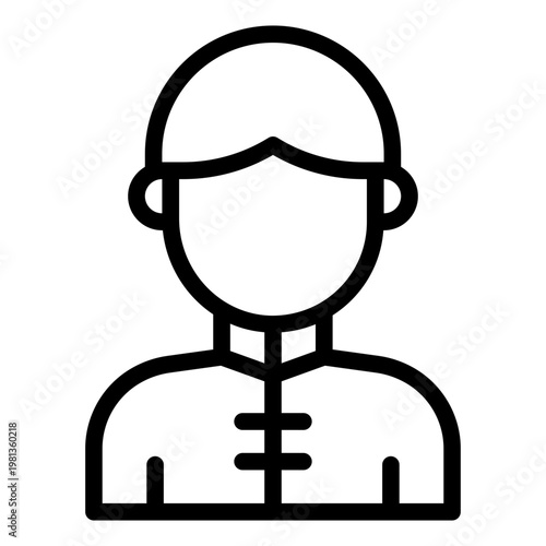 chinese boy outline icon. young child. festival person. cultural mascot.