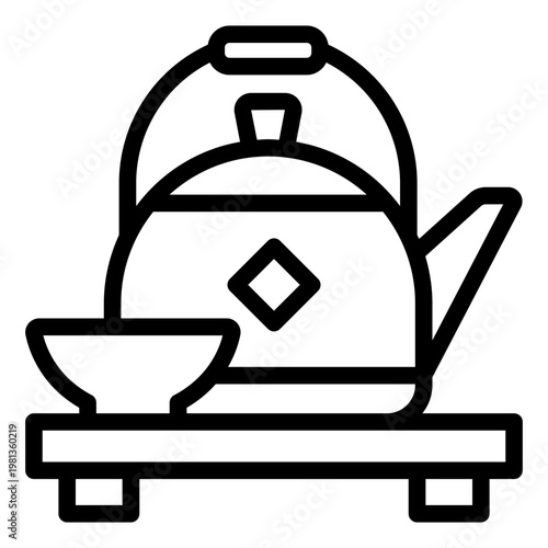 teapot outline icon. brewing vessel. tea ceremony. kitchen accessory.