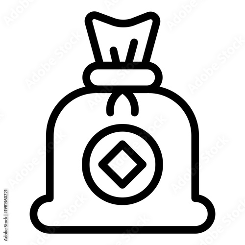 money bag outline icon. wealth sack. financial asset. bank savings.