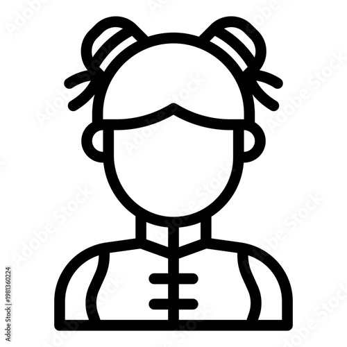 chinese girl outline icon. young child. festival person. cultural mascot.