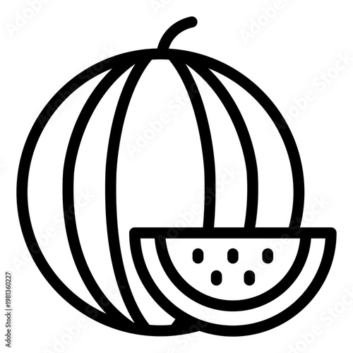 watermelon outline icon. juicy fruit. summer food. picnic snack.