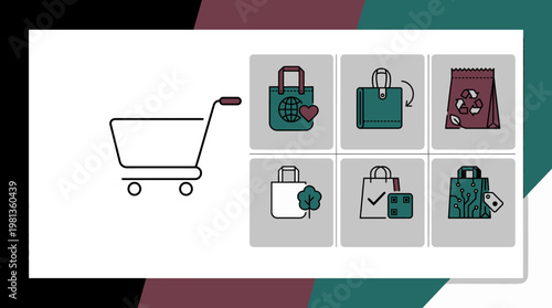 Organic Farming, Sustainable Agriculture and Natural Food Production Icon Set