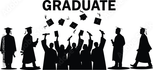  Graduate students celebrating academic achievement for university commencement ceremony education success and career milestone concepts