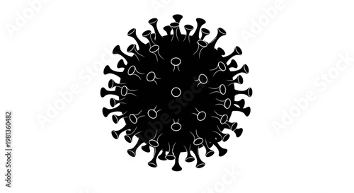 Coronavirus depiction with spiky protrusions a striking black silhouette