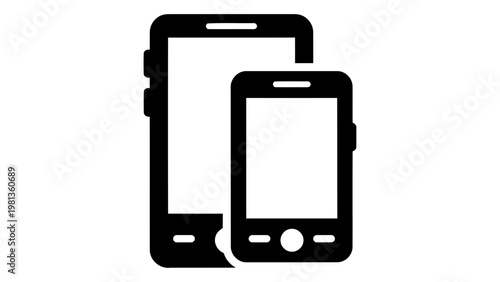 Dual screen mobile device icon, smartphone with two displays, vector illustration