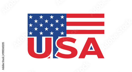 USA text with American flag design representing national identity.