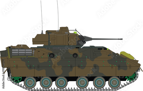 US Army M2 Bradley Armored Infantry Vehicle Icon Illustration
