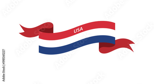USA Ribbon Banner Design for Patriotic Events and Celebrations.
