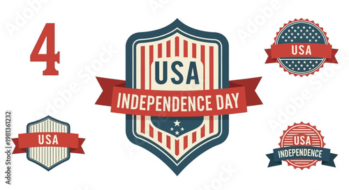 USA Independence Day Badges and Emblems Collection.