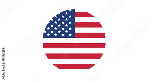 Circular American flag icon representing patriotism and national identity.