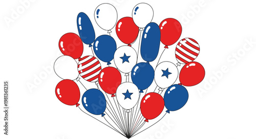 Vibrant Red White and Blue Balloons for Festive Celebrations.