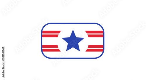 Stylized American Flag Rectangle with Blue Star and Red Stripes.
