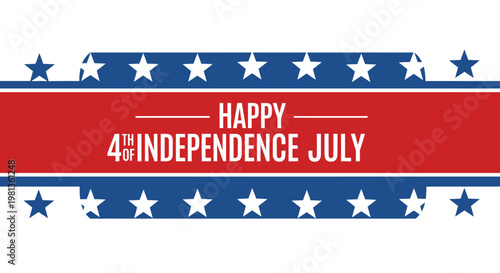Happy 4th of July Independence Day banner with stars and stripes.