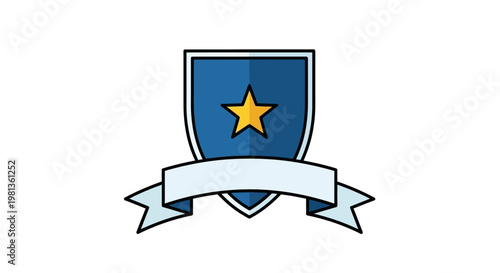 Blue Shield with Golden Star and White Ribbon.