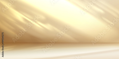 Minimalist beige, yellow, nude limbo background with smooth gradient walls and floor. Clean empty scene with soft lighting and modern abstract background.
