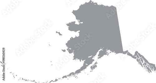 Obraz na plátně Alaska State Grey Silhouette Map PNG Transparent Background Isolated Illustratio