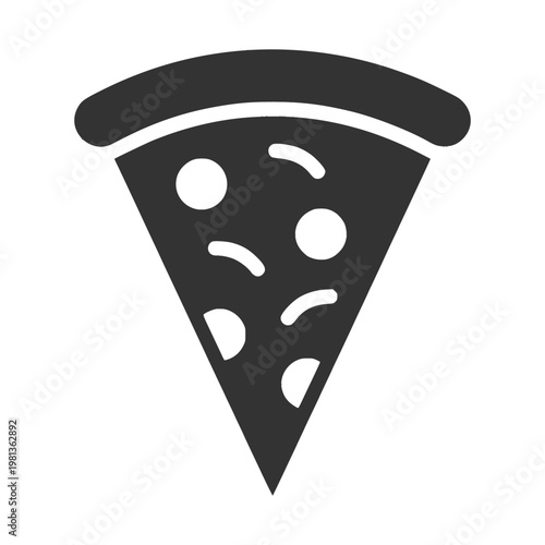 Dark Gray Pizza Slice with Toppings Icon Simple Flat Design Fast Food Symbol