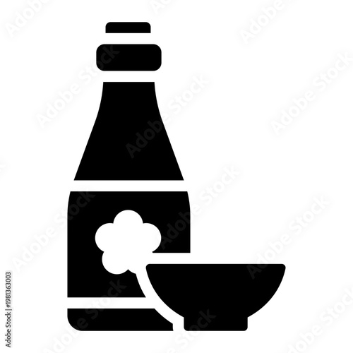 osmanthus wine glyph icon. flower liquor. celebratory drink. dinner party.