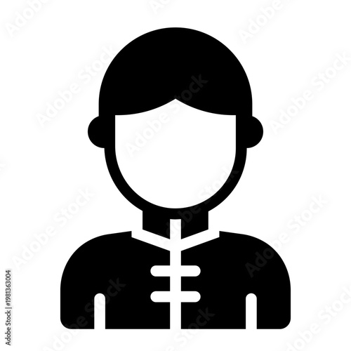 chinese boy glyph icon. young child. festival person. cultural mascot.