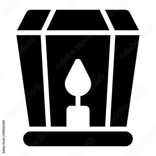 sky lantern glyph icon. flying lamp. wish ritual. night sky.