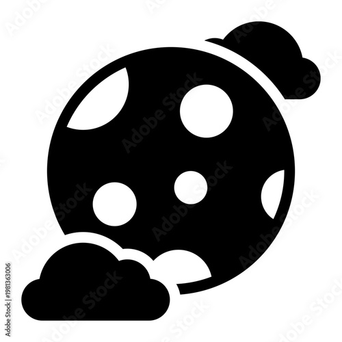 moon glyph icon. lunar body. night light. cosmic object.