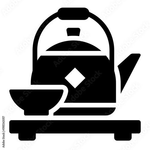 teapot glyph icon. brewing vessel. tea ceremony. kitchen accessory.