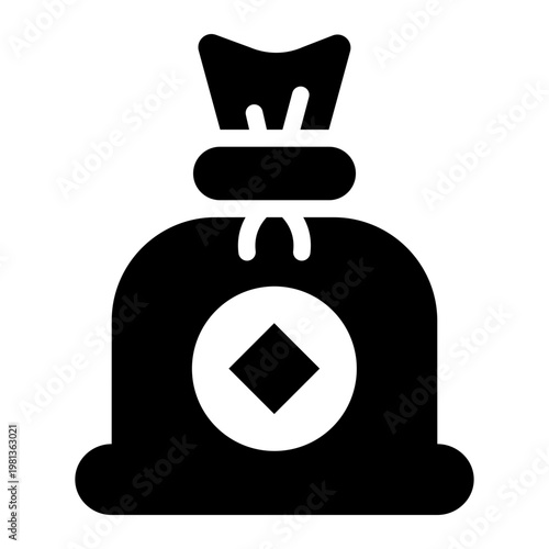 money bag glyph icon. wealth sack. financial asset. bank savings.
