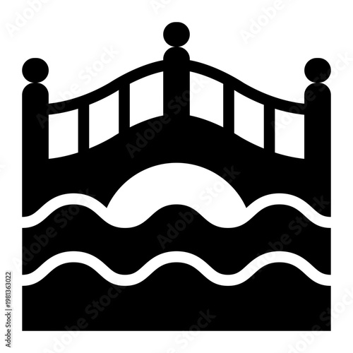 bridge glyph icon. stone path. park architecture. river crossing.