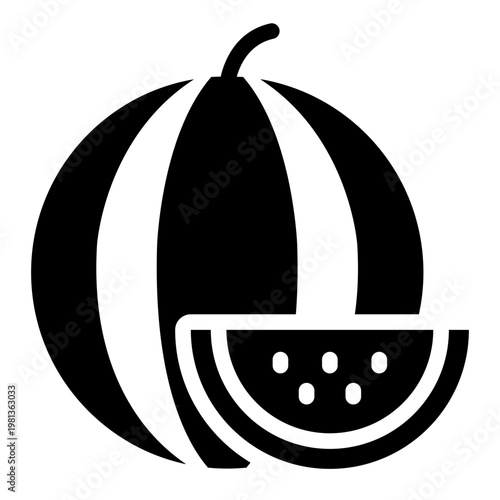 watermelon glyph icon. juicy fruit. summer food. picnic snack.