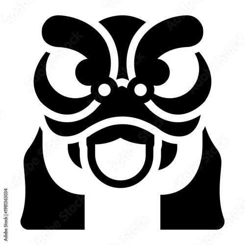 lion dance glyph icon. puppet costume. festival performance. parade act.