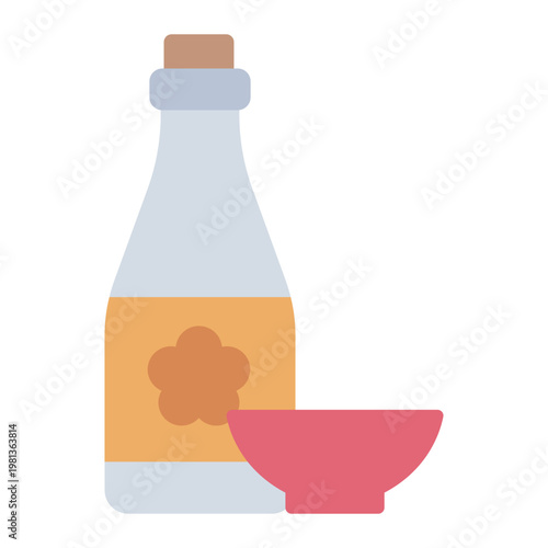 osmanthus wine flat icon. flower liquor. celebratory drink. dinner party.