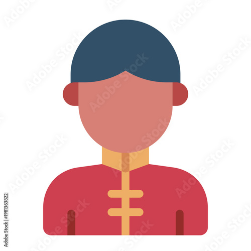 chinese boy flat icon. young child. festival person. cultural mascot.