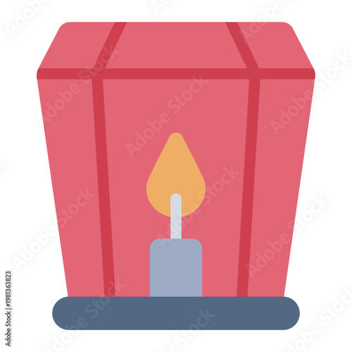 sky lantern flat icon. flying lamp. wish ritual. night sky.