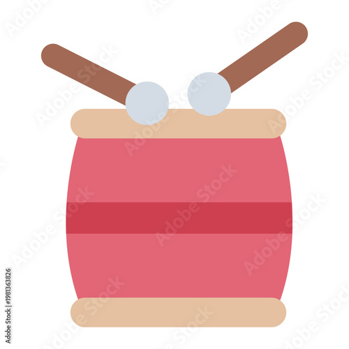 drum flat icon. percussion instrument. musical rhythm. parade gear.