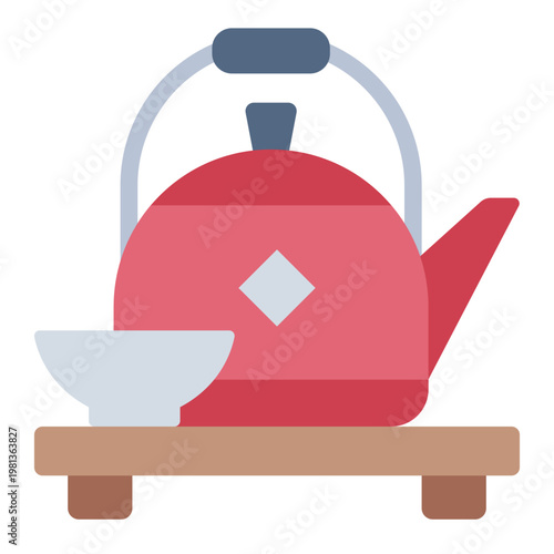 teapot flat icon. brewing vessel. tea ceremony. kitchen accessory.