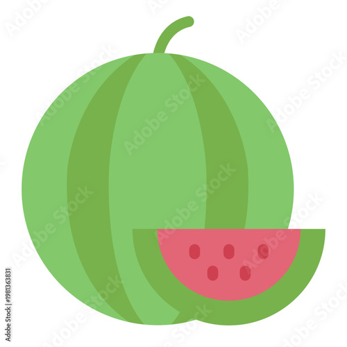 watermelon flat icon. juicy fruit. summer food. picnic snack.