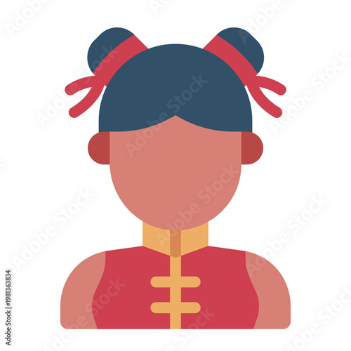 chinese girl flat icon. young child. festival person. cultural mascot.
