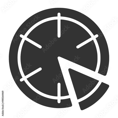 Dark Gray Pizza with Slice Removed Icon Simple Flat Design Food Restaurant Symbol