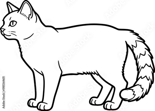 black and white vector illustration of a russian blue cat