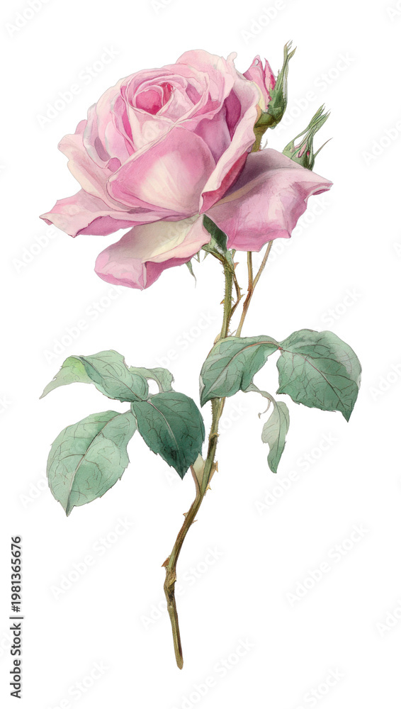 Obraz premium PNG Delicate pink rose illustration