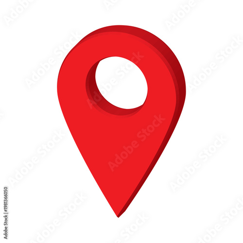 3D Red Map Pin Location Marker Icon. Realistic GPS Pointer for Navigation and Travel. Isometric Vector Illustration Isolated on White Background for Web Design, Mobile Apps and Digital Maps.
