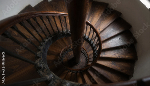 Spiral Wooden Staircase Below