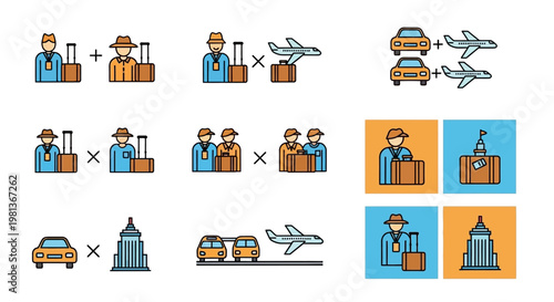 Businessman with luggage traveling abroad.