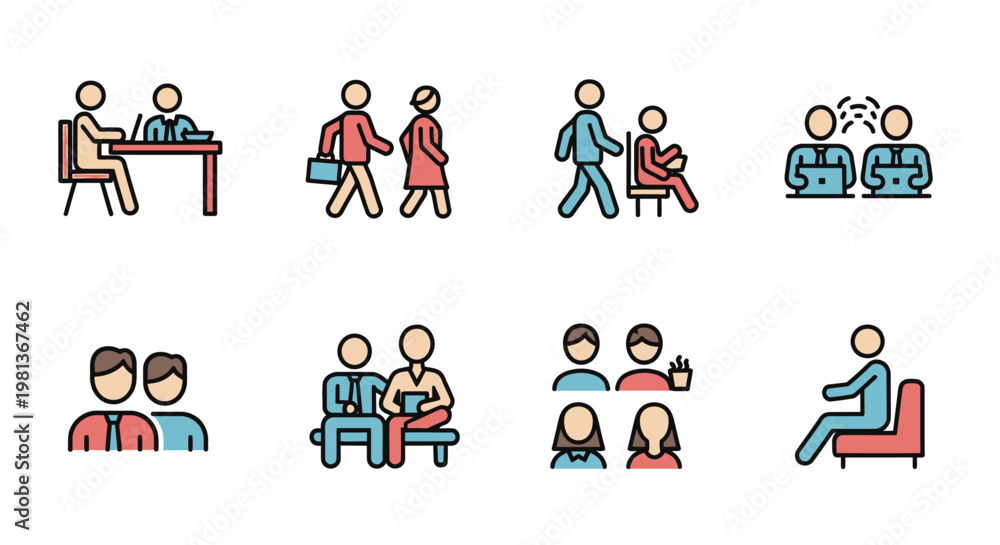 Fototapeta premium People interacting in various settings.