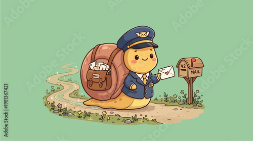 Cartoon character with travel backpack.